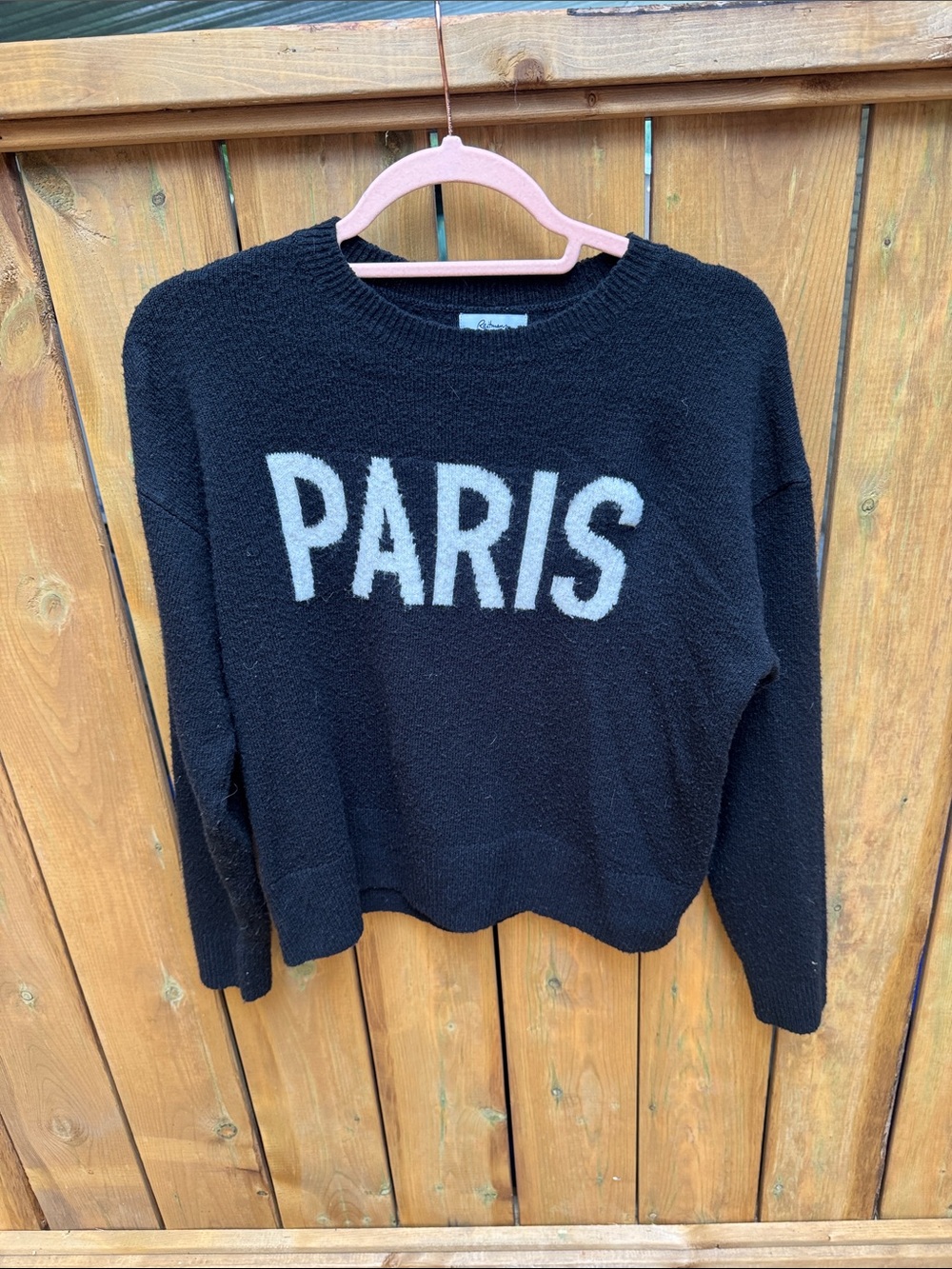 Reitmans Black Knit Sweater with white Lettering